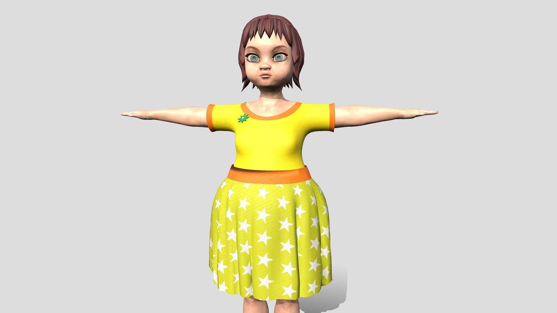 Little Girl in dress cartoon 3D game character