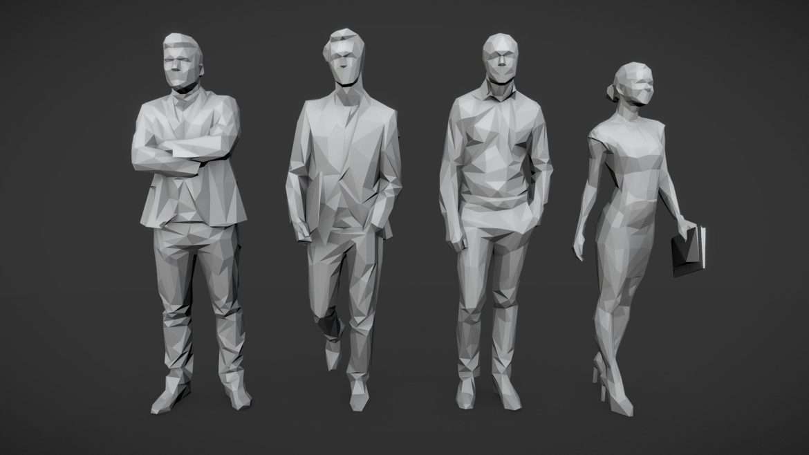 lowpoly people business pack 3d model