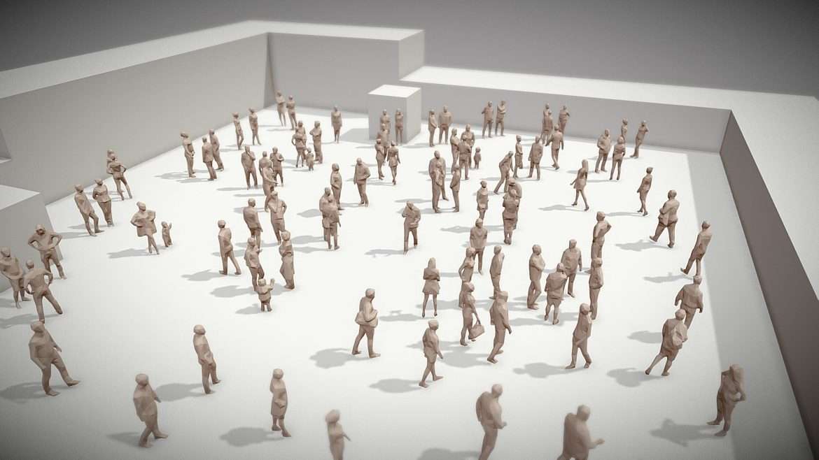 lowpoly people crowd 3d model