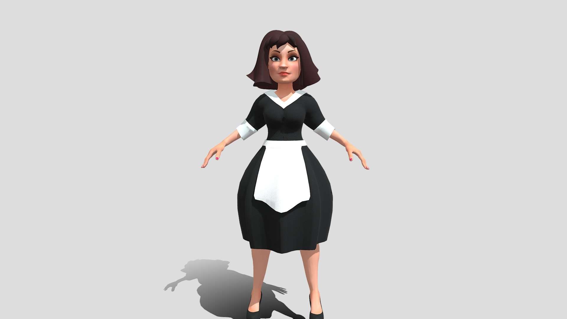 Maid cartoon 3d game character