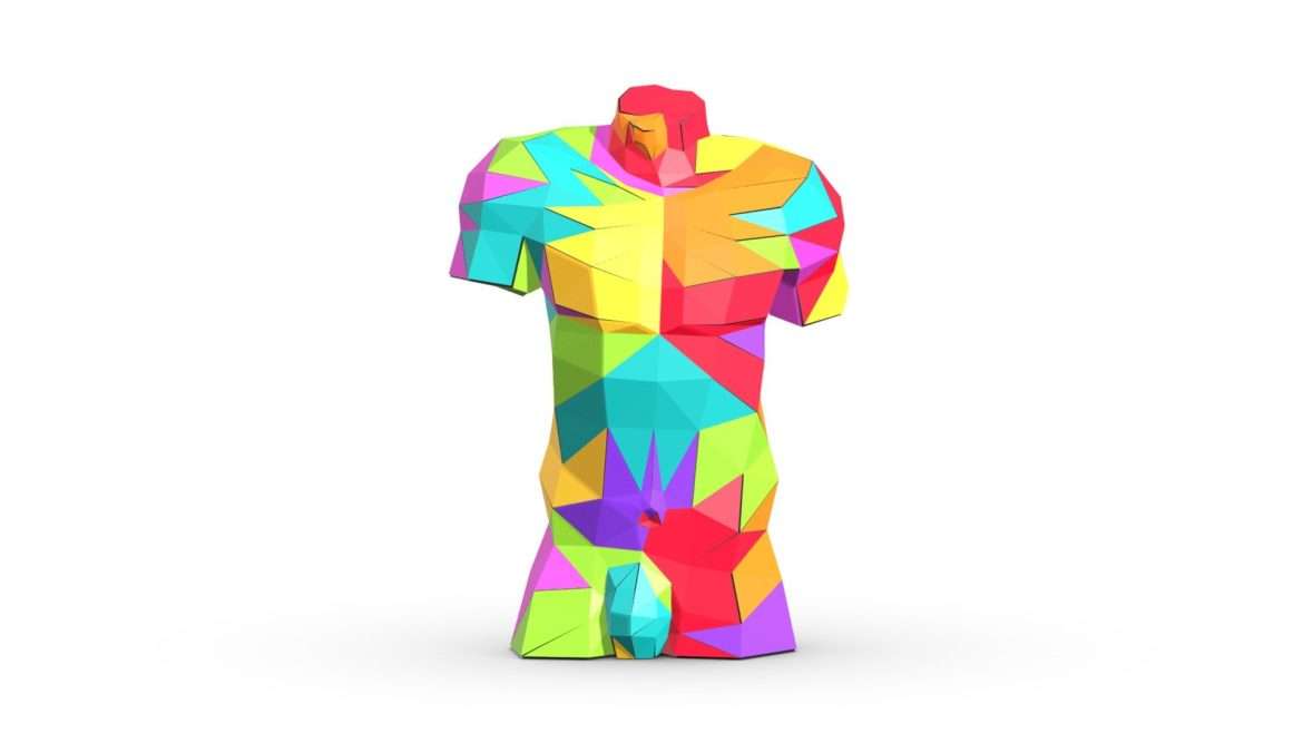man torso papercraft pattern 3d model
