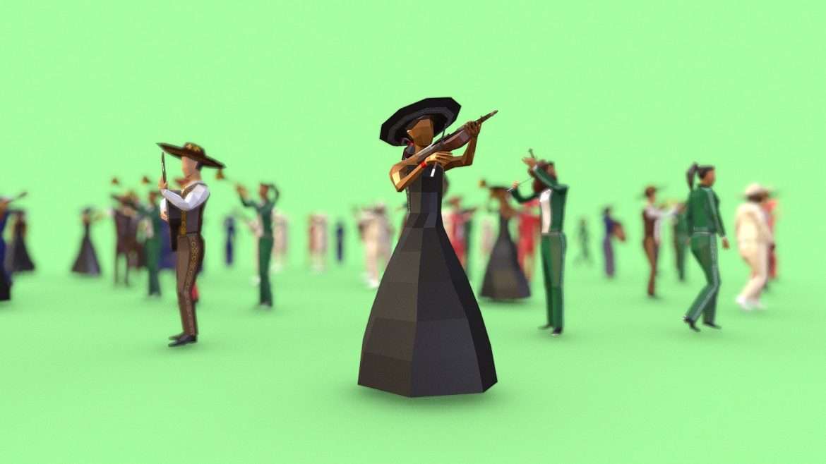 mexico lindo mariachis 3d model