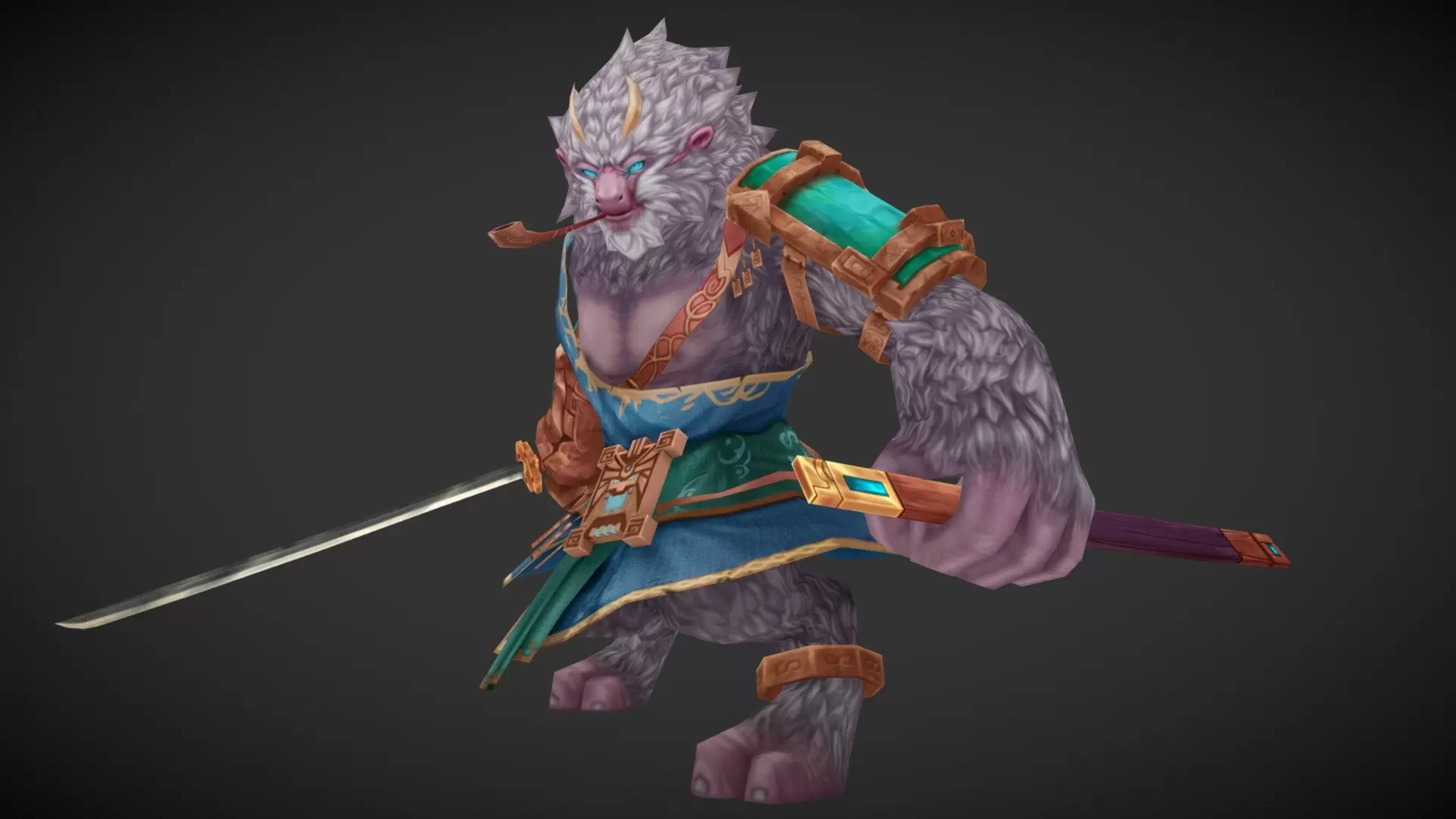 Monkey Warrior lowpoly Handpaint study