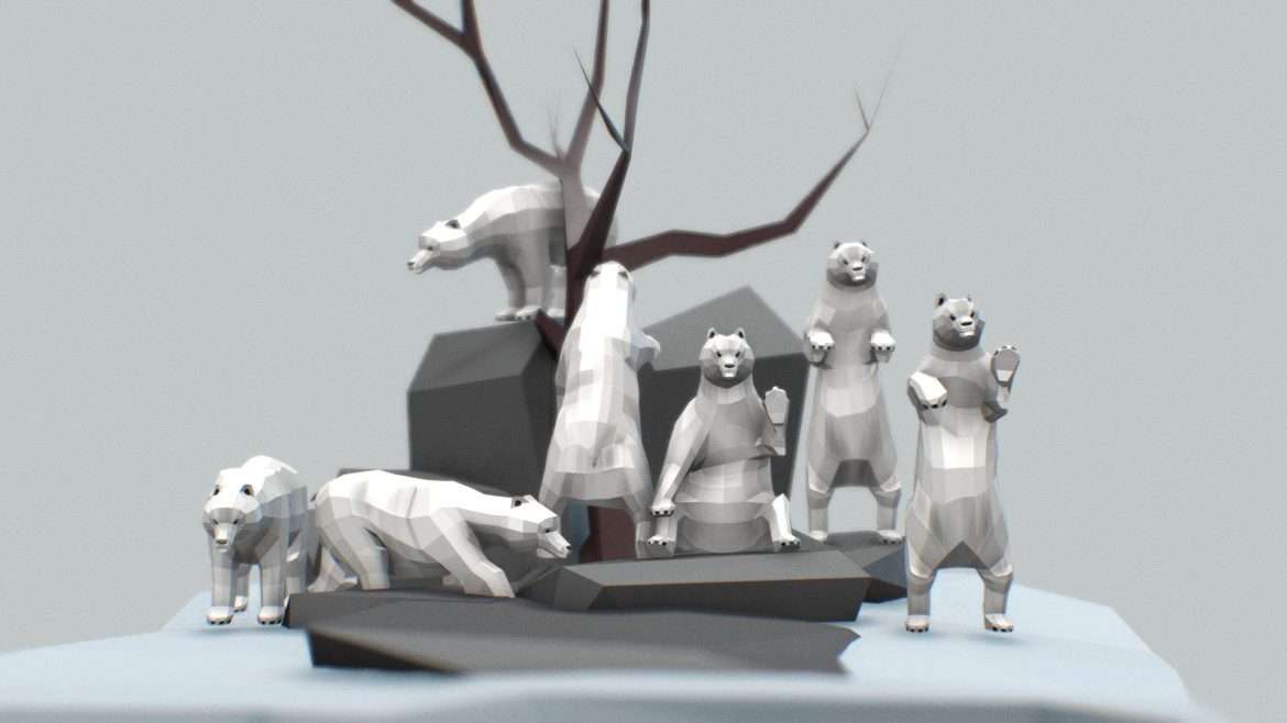 polar bears 3d model