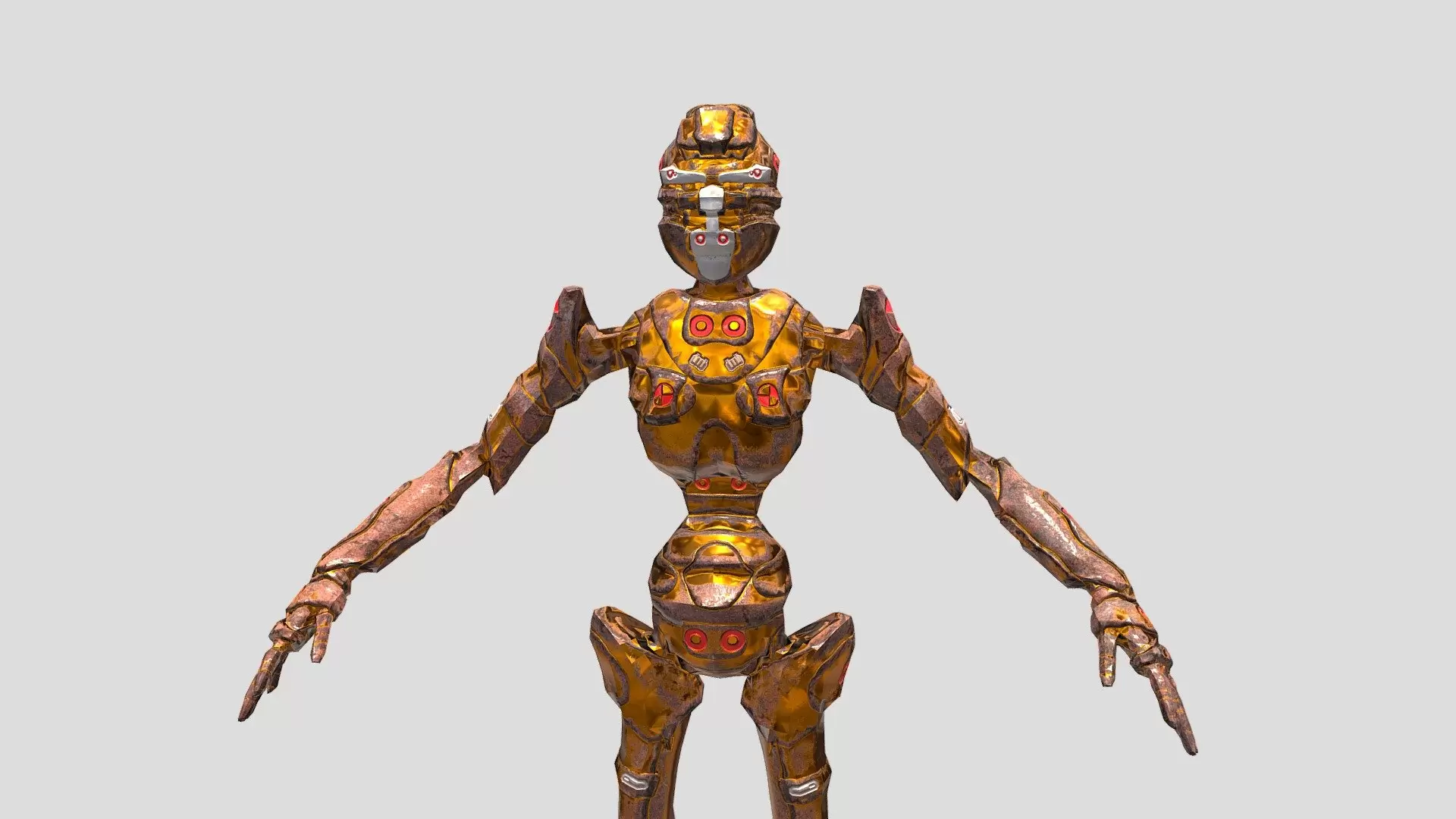 Robot Gold sci fi. 3D low poly game character