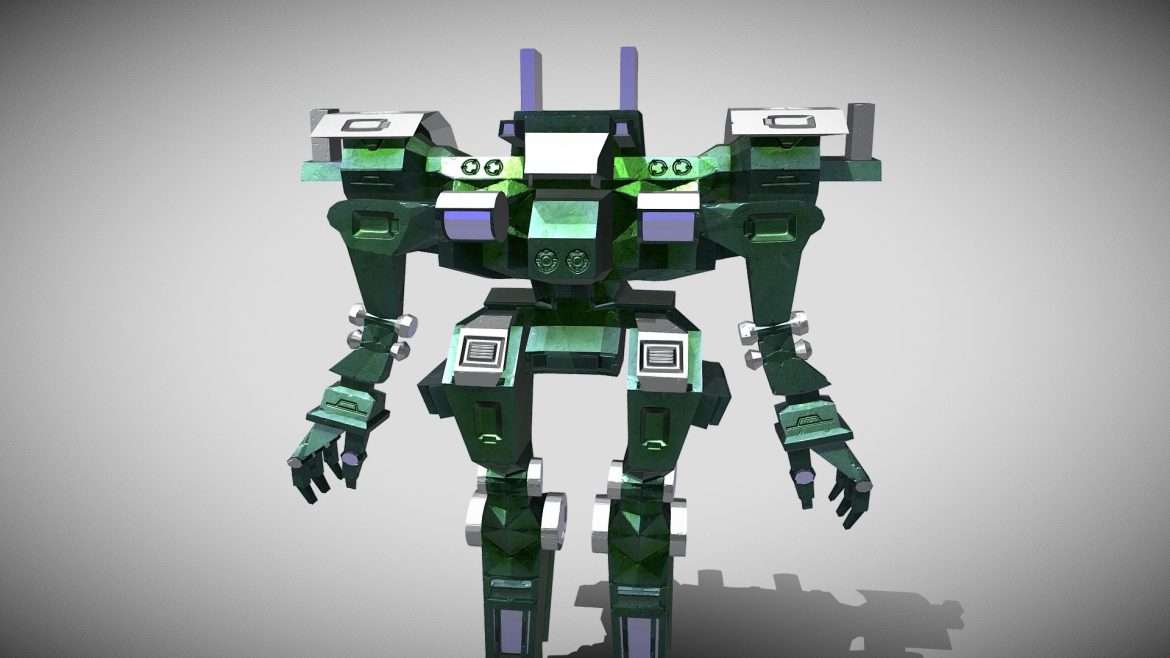 robot green 3 d game model 3d model