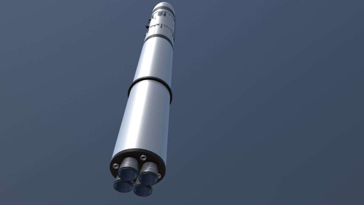 Rs-28 Sarmat 3d Model - Highly detailed 3D model of the RS-28 Sarmat (Satan-2) intercontinental ballistic missile, showcasing its formidable design.