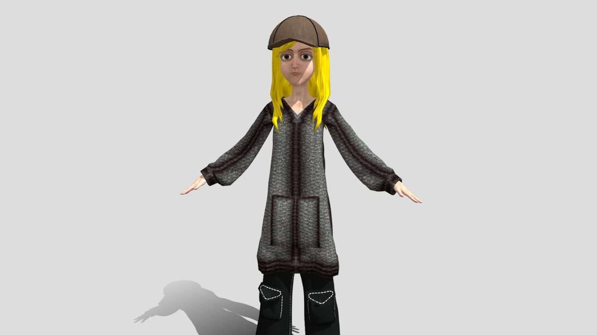 teenager girl 3d game cartoon character 3d model