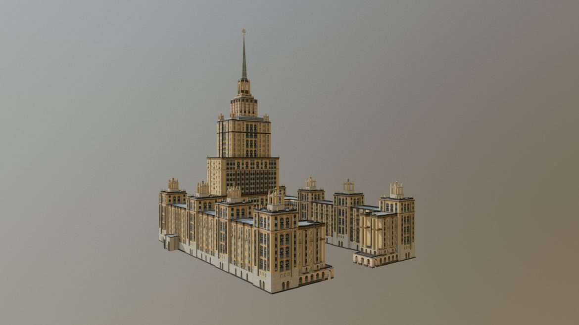 Ukraine Hotel 3d Model - 3D model of Hotel Ukraina in Moscow, a Stalinist skyscraper for game environments