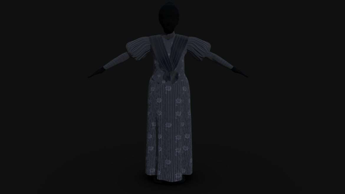 victorian dress for old lady 3d model