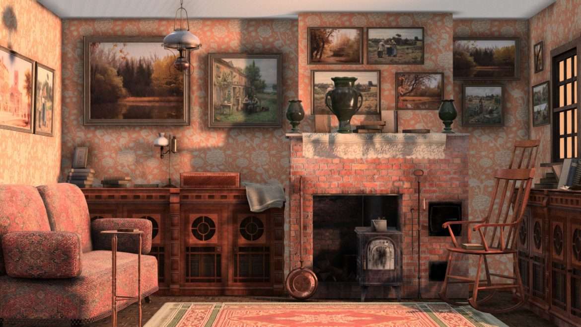 victorian salon set 3d model