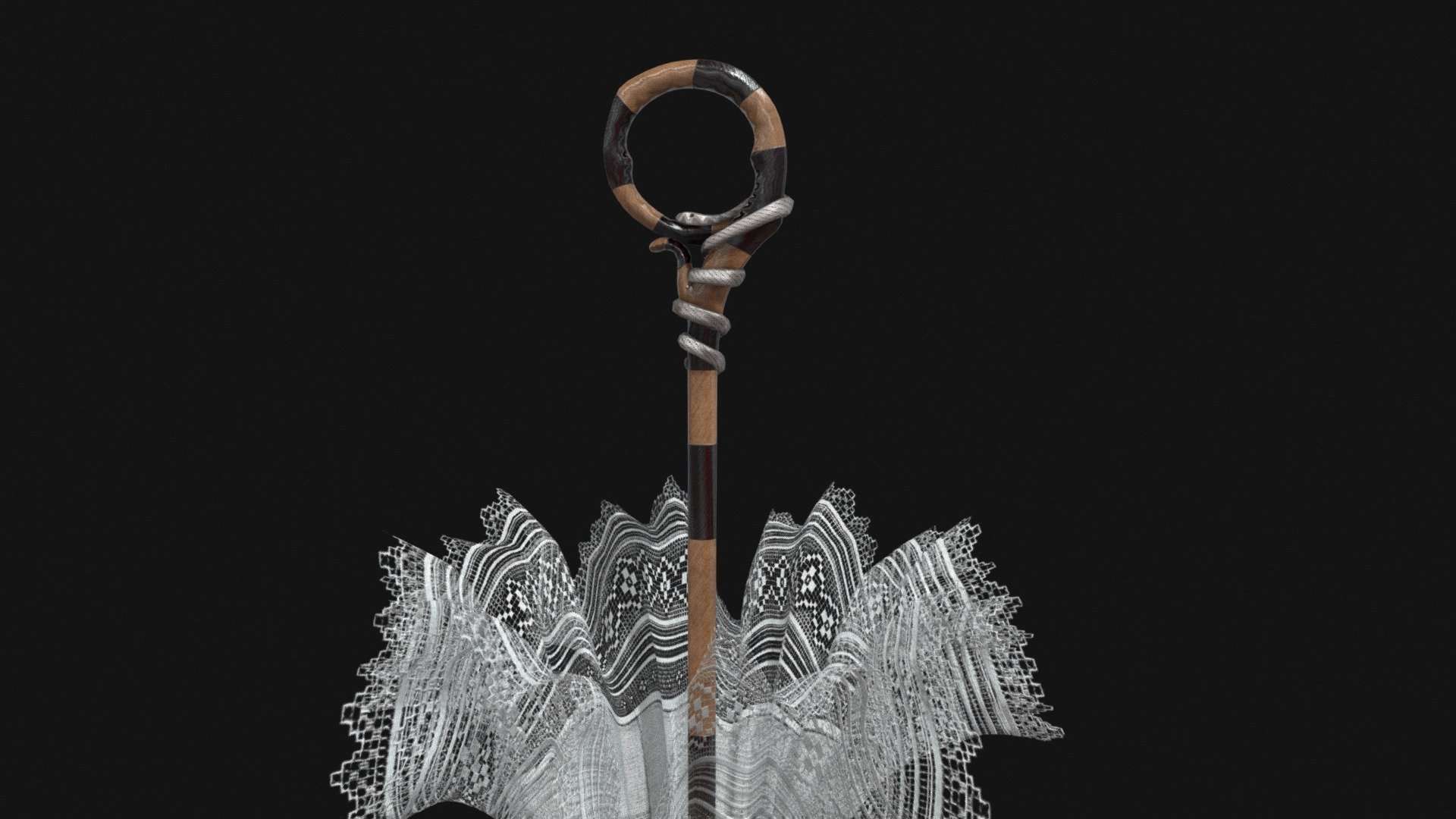 Victorian sunshade with silver snake
