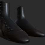 victorian worn black leather ladies shoe 3d model