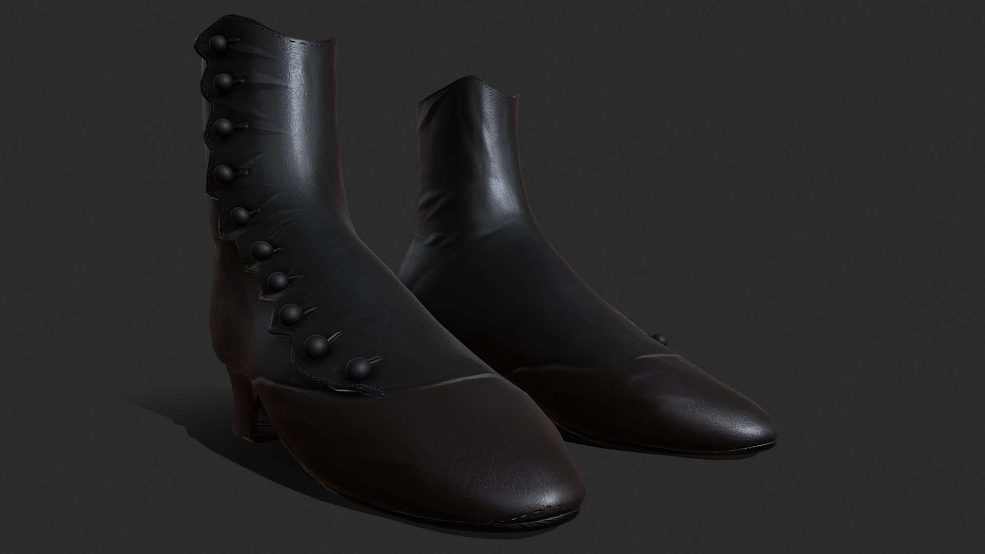Victorian worn black leather ladies shoe.