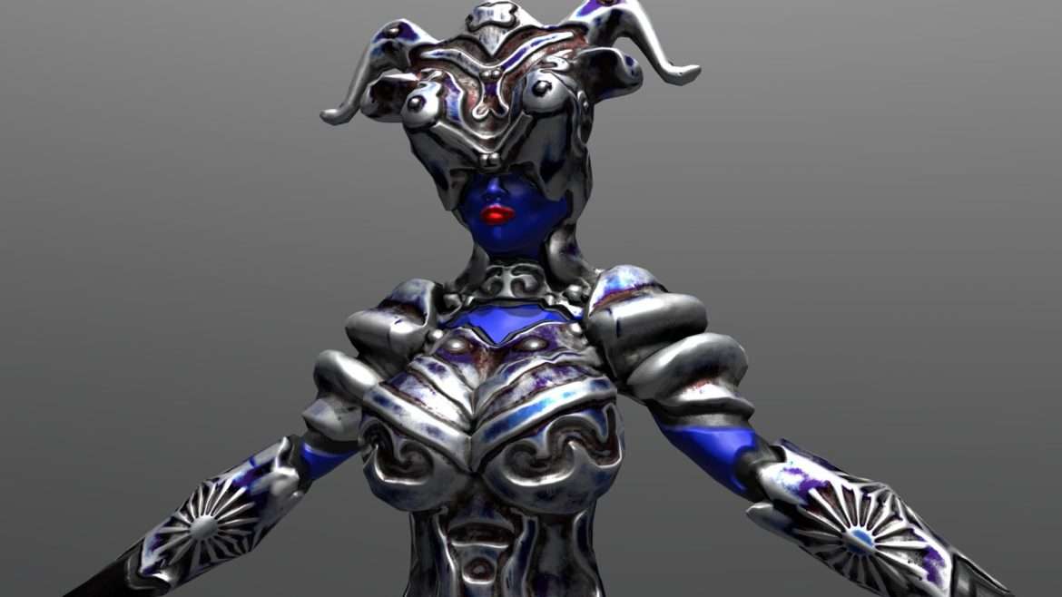 warrior fantasy blue woman 3d model