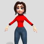 Woman Cute 3d cartoon game character