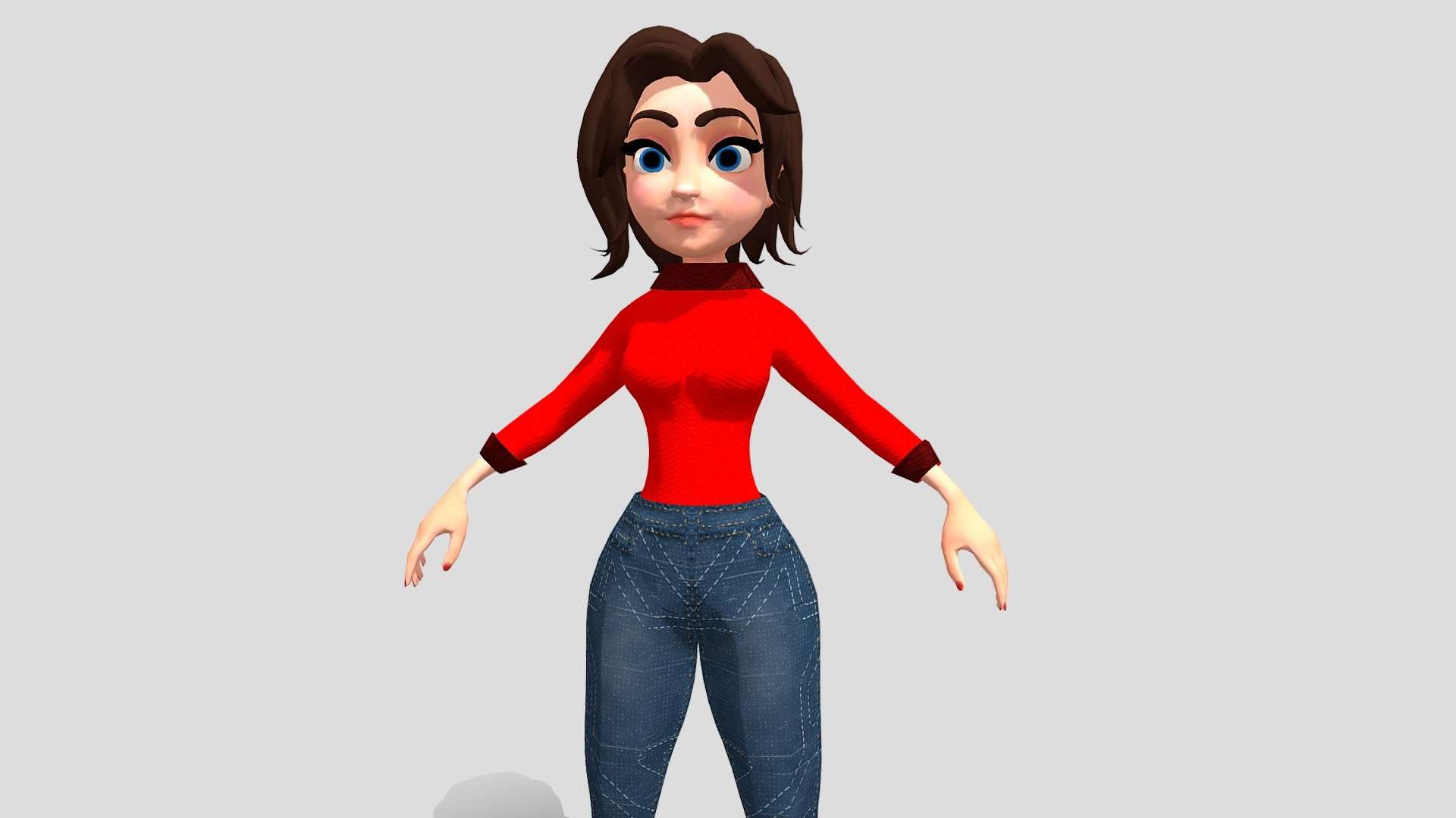 Woman Cute 3d cartoon game character