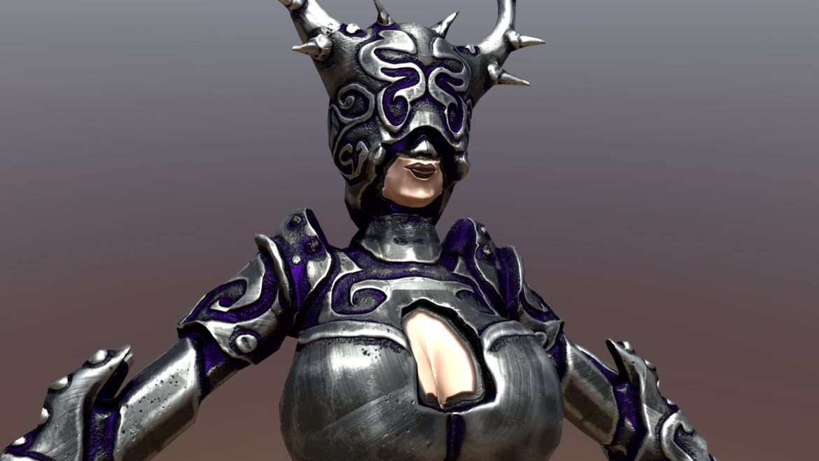 woman warrior metallic 3d model
