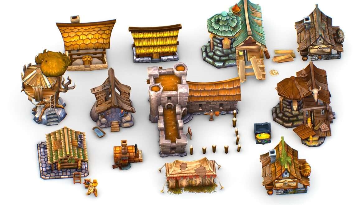 99 discount 13 cartoon style houses 3d model