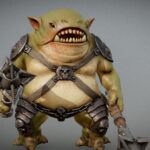 A green orc with two maces