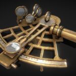 antique sextant telescope low poly 3d model