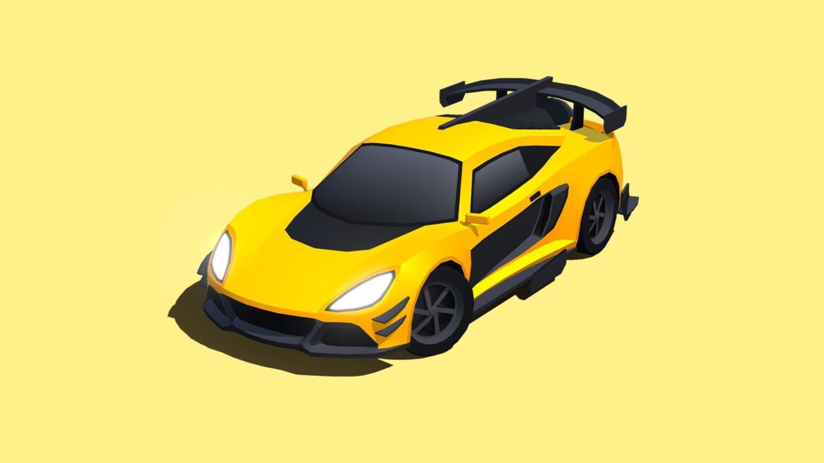 Ophion Rocket Car 3d Model - Ophion Rocket Car 3D model with canards, wings, and rear spoiler for high-speed digital scenes.