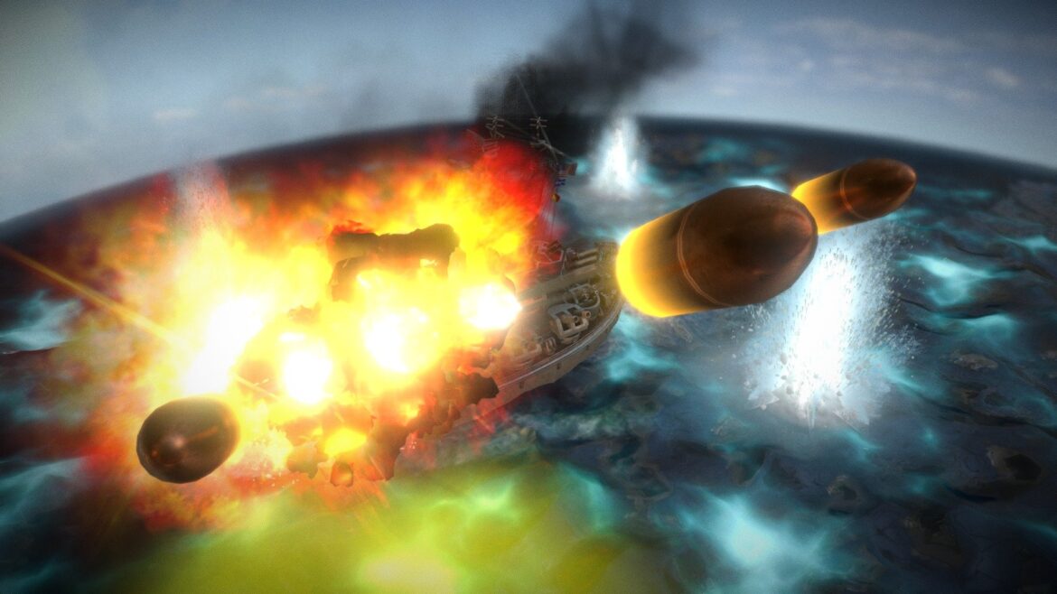 boommmm battleship broadside firing 3d model