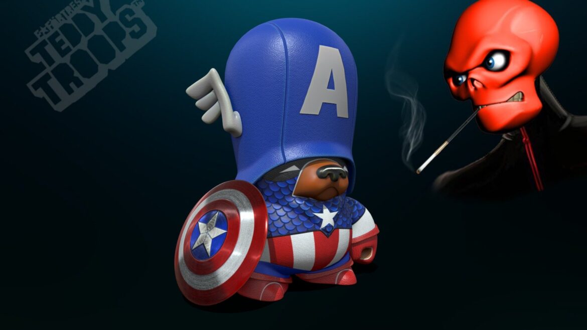 captain america teddy troops 3d model