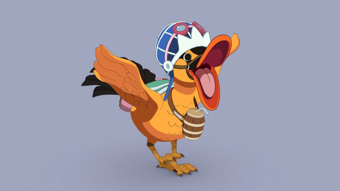 Karoo Character 3d Model - Karoo One Piece character 3D model with orange plumage and goggles