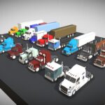low poly truck usa pack 3d model