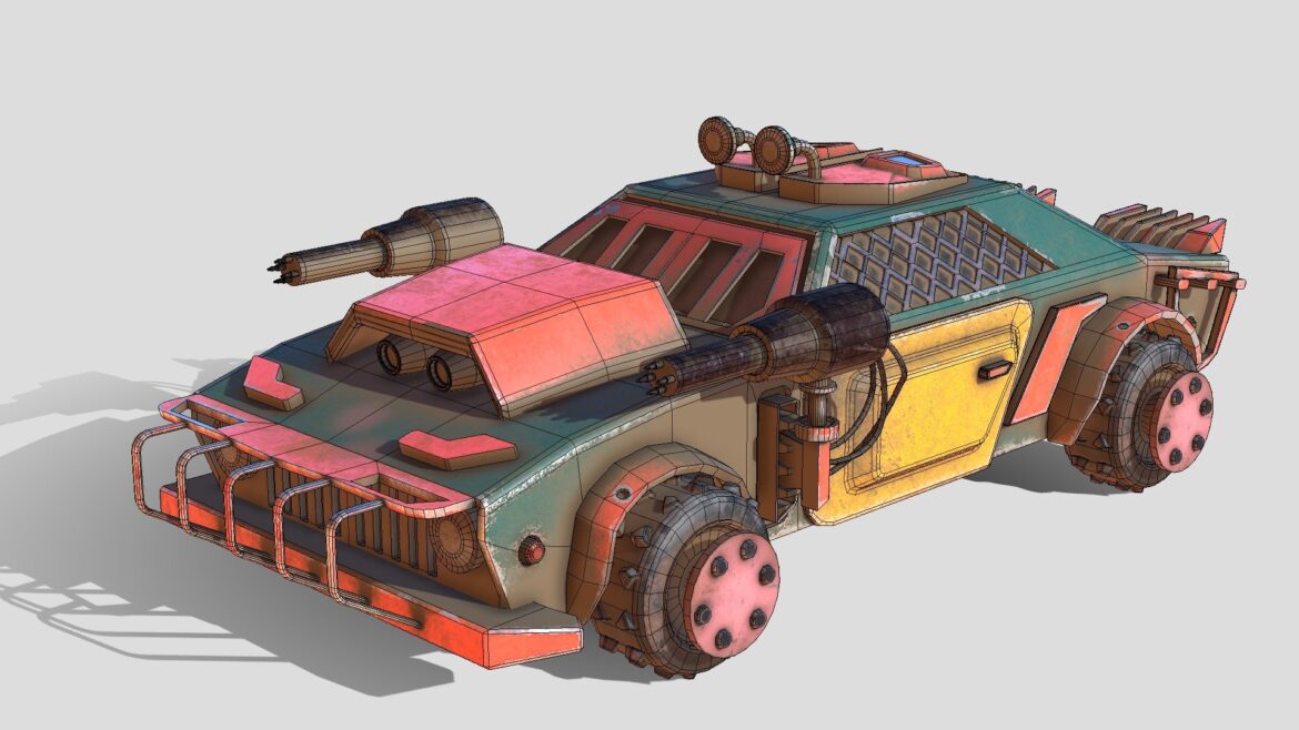 Mad Max Car 3d Model - Low-poly Mad Max style car 3D model for games and cartoons