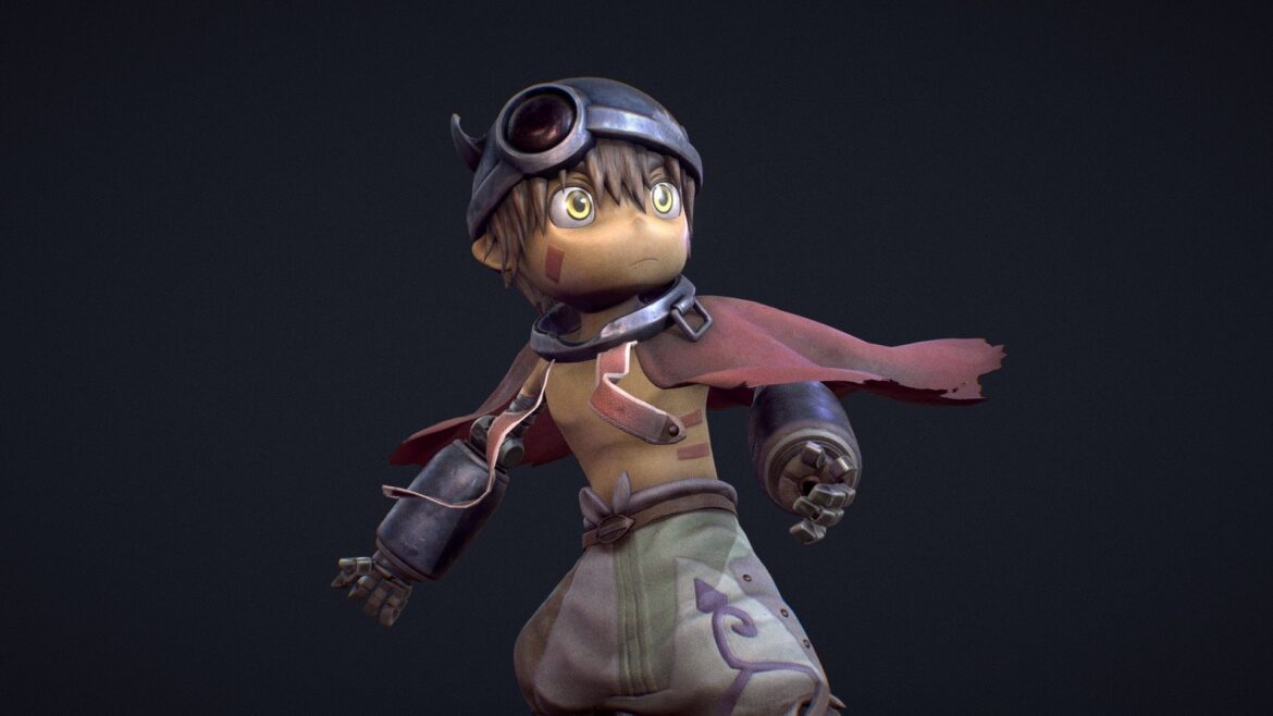 Made Abyss Reg 3d Model - High-detail 3D model of Reg from Made in Abyss featuring metallic limbs and iconic helmet.