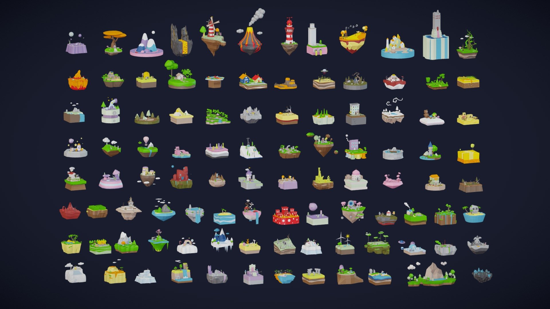 MEGA PACK Low Poly Worlds Islands Exteriors