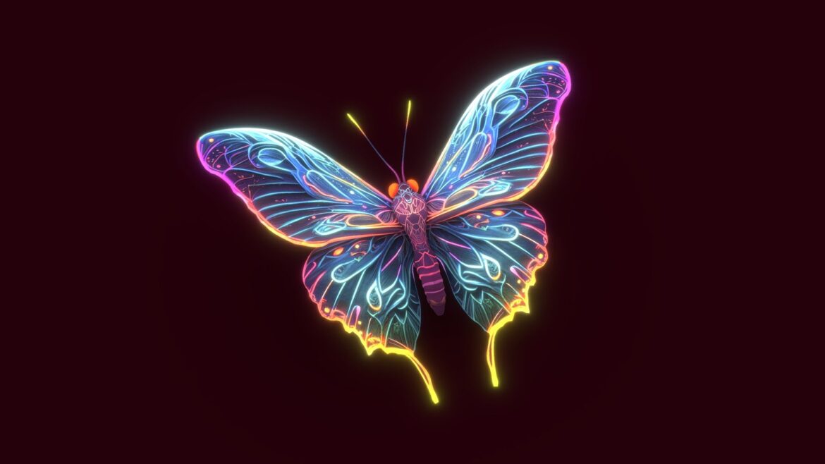 neon butterfly 3d model