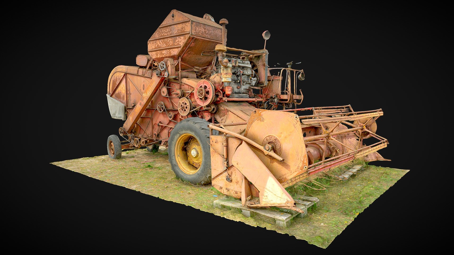 Old rusty combine harvester