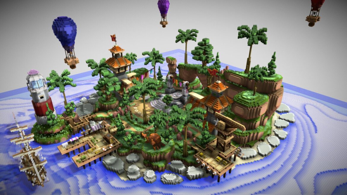 Palm Village Lobby 3d Model - Palm Village Lobby 3D Model Tropical Minecraft Map