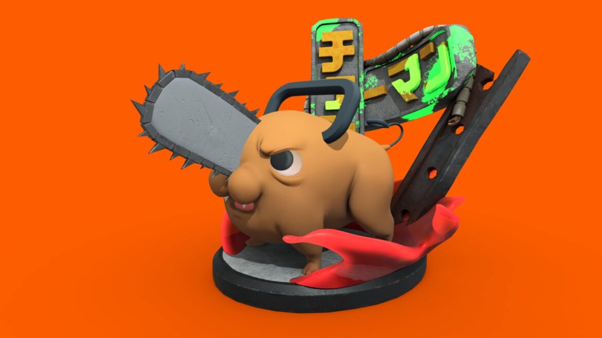 pochita chainsaw man 3d model