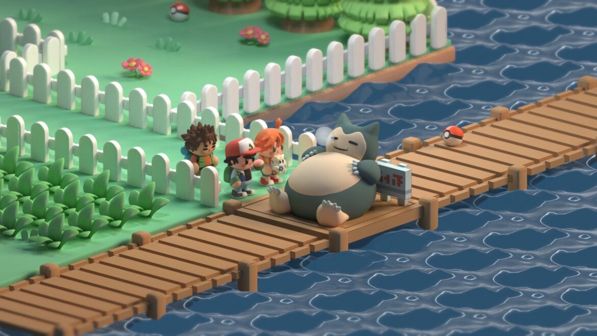 Pokemon Firered 3d Model - Pokemon Firered Snorlax blocking path scene 3D model with Ash, Misty, Brock