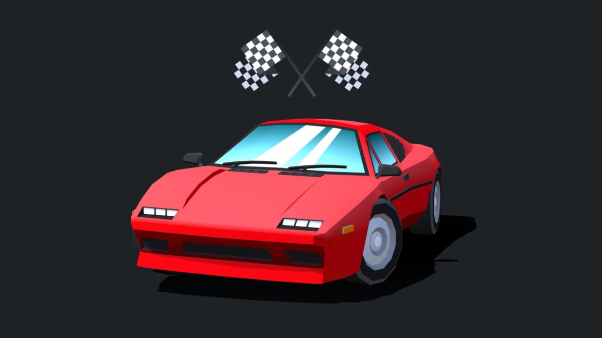 shaded retro racing car 3d model