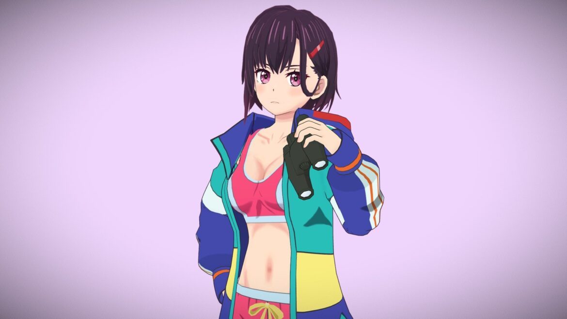 Shizuka Mikazuki Character 3d Model - Detailed 3D model of Shizuka Mikazuki from ZOM100, showing her in practical apocalypse attire