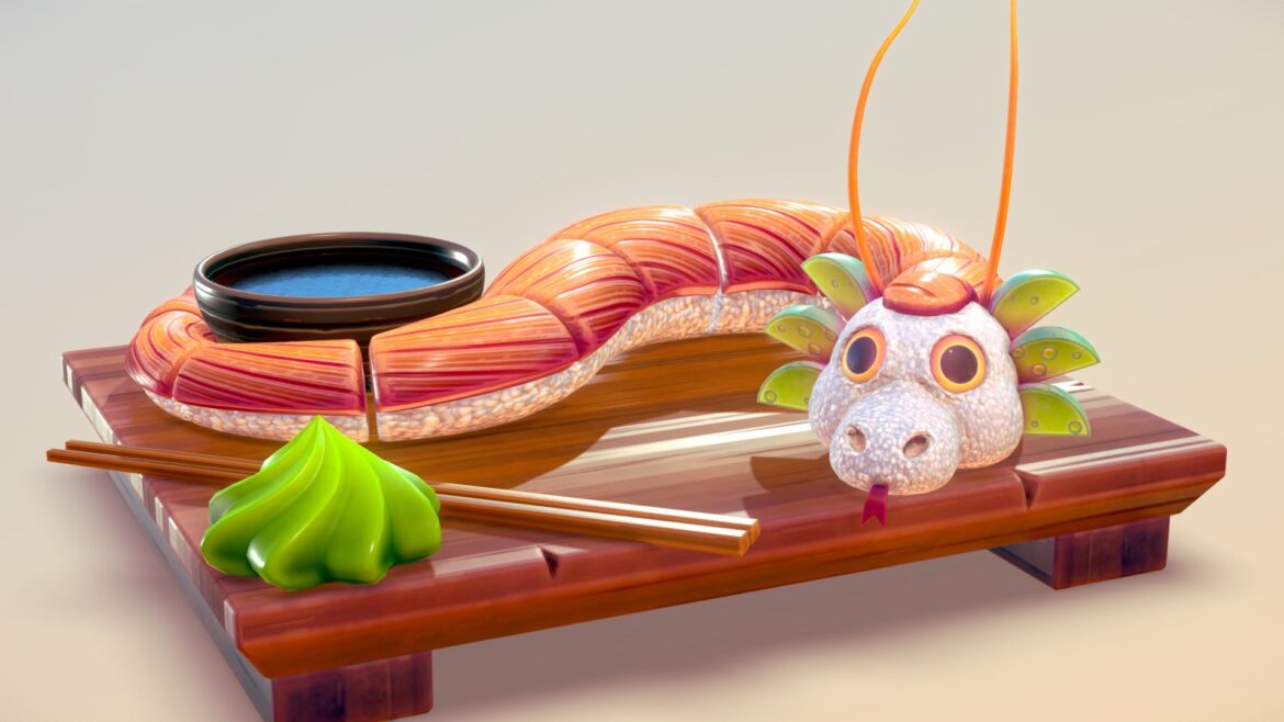 sushi dragon 3d model