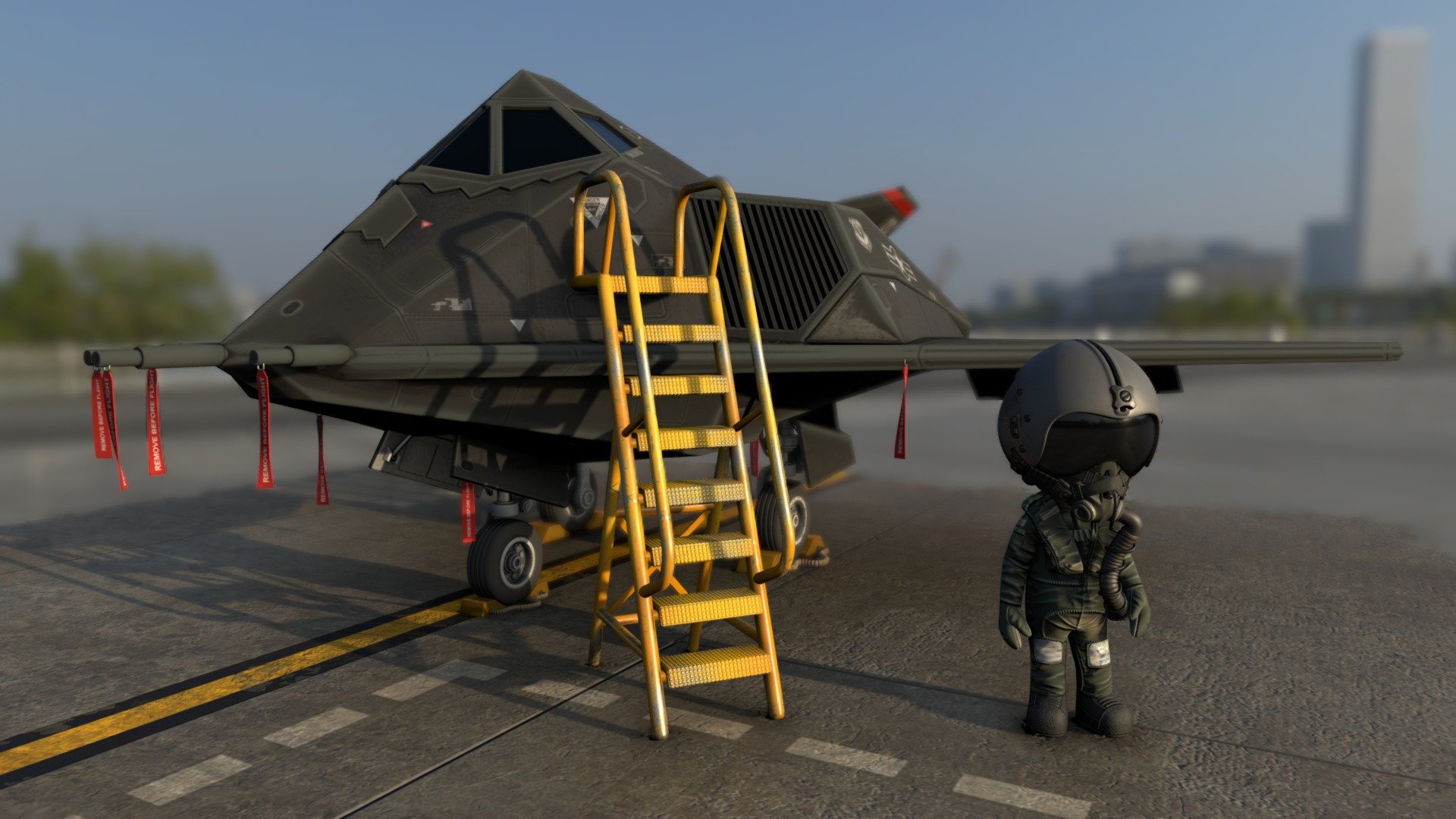 F-117,5 Nightowl toy-style parking