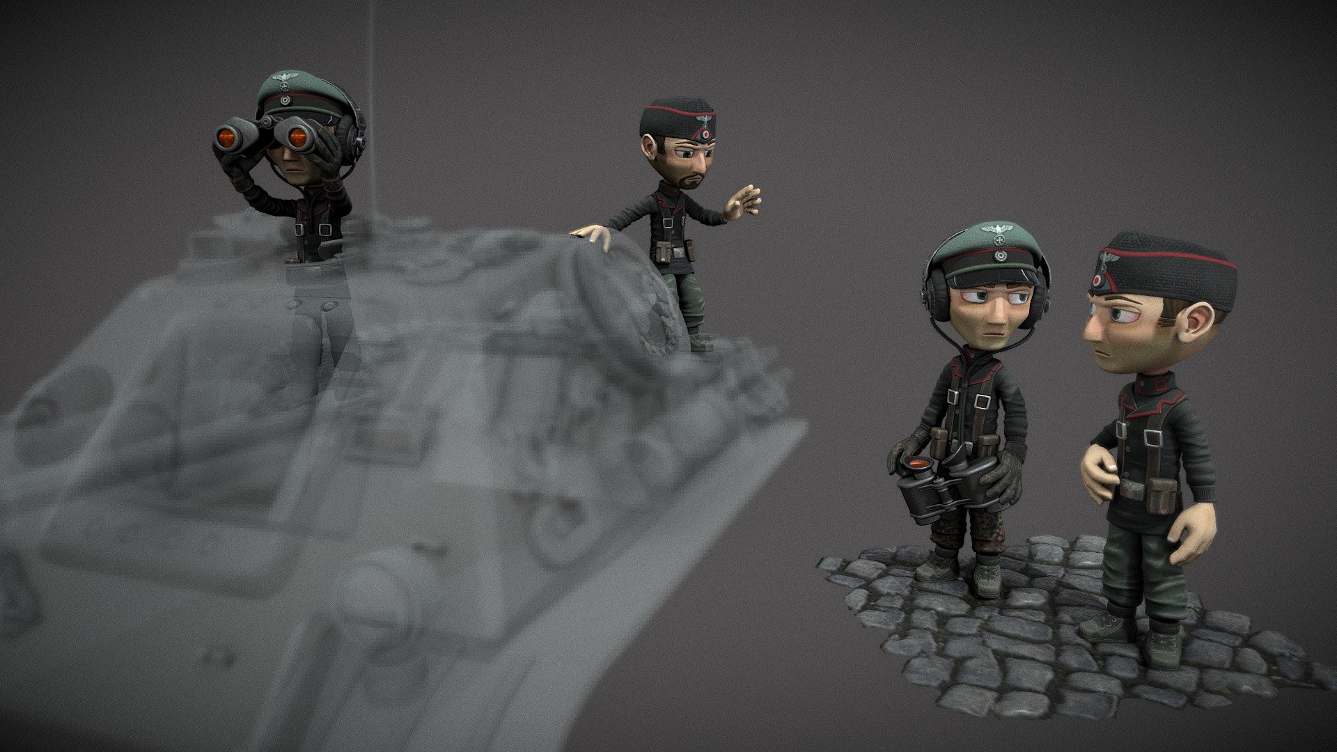 German tank ww2 crew toon version