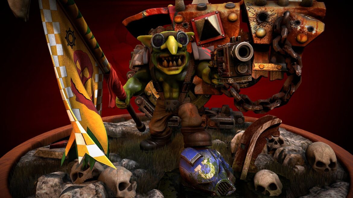 gretchin on a battlefield 3d model