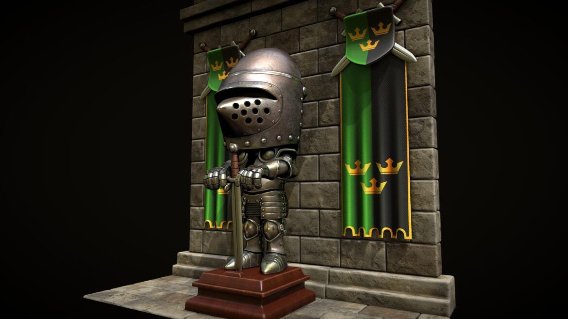 knight armor of the three crowns toy style 3d model