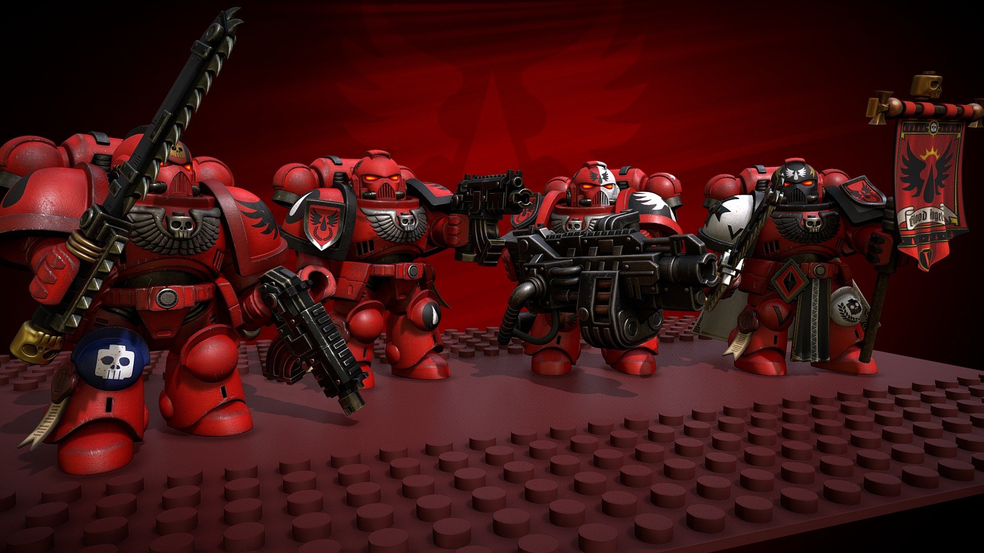 Lego Blood Angels spacemarines W04k in action