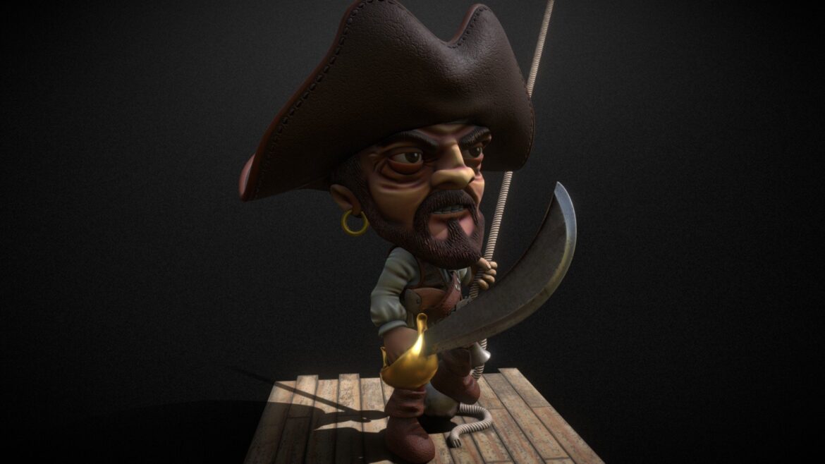 little pirate jack toy style 3d model