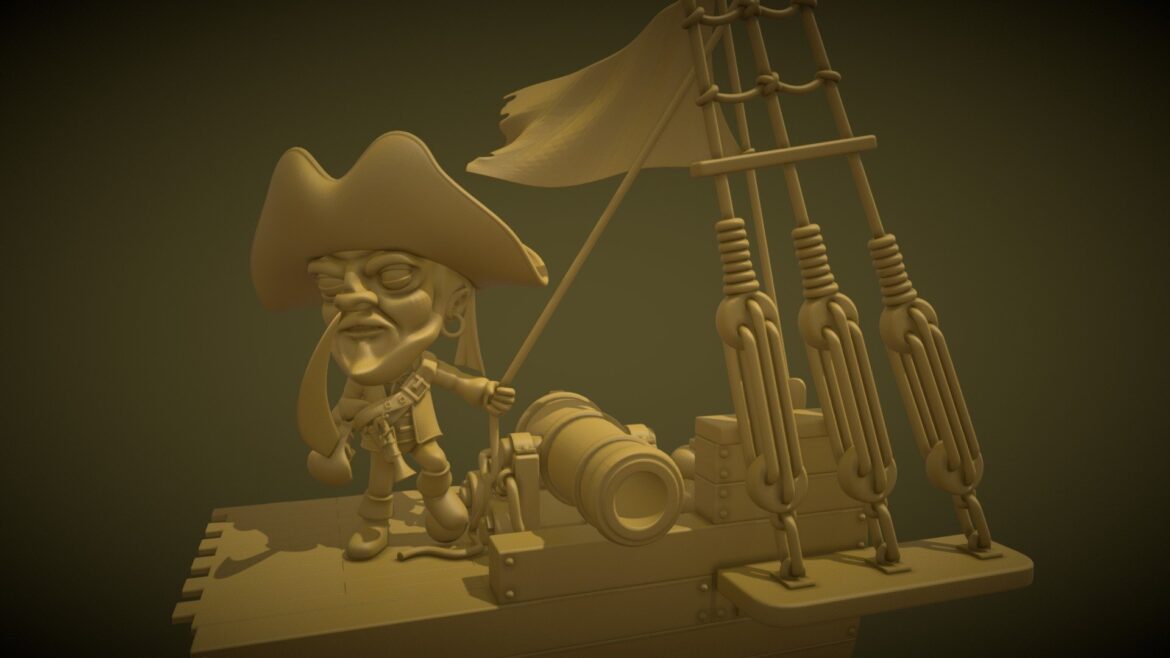 litttle pirate jack in vassel 3dprint 3d model