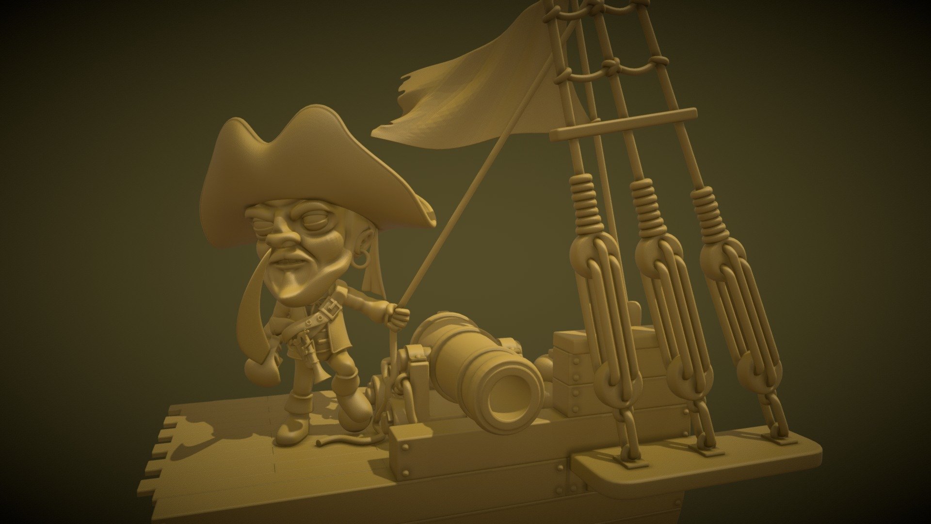 Litttle pirate Jack in vassel (3dprint)