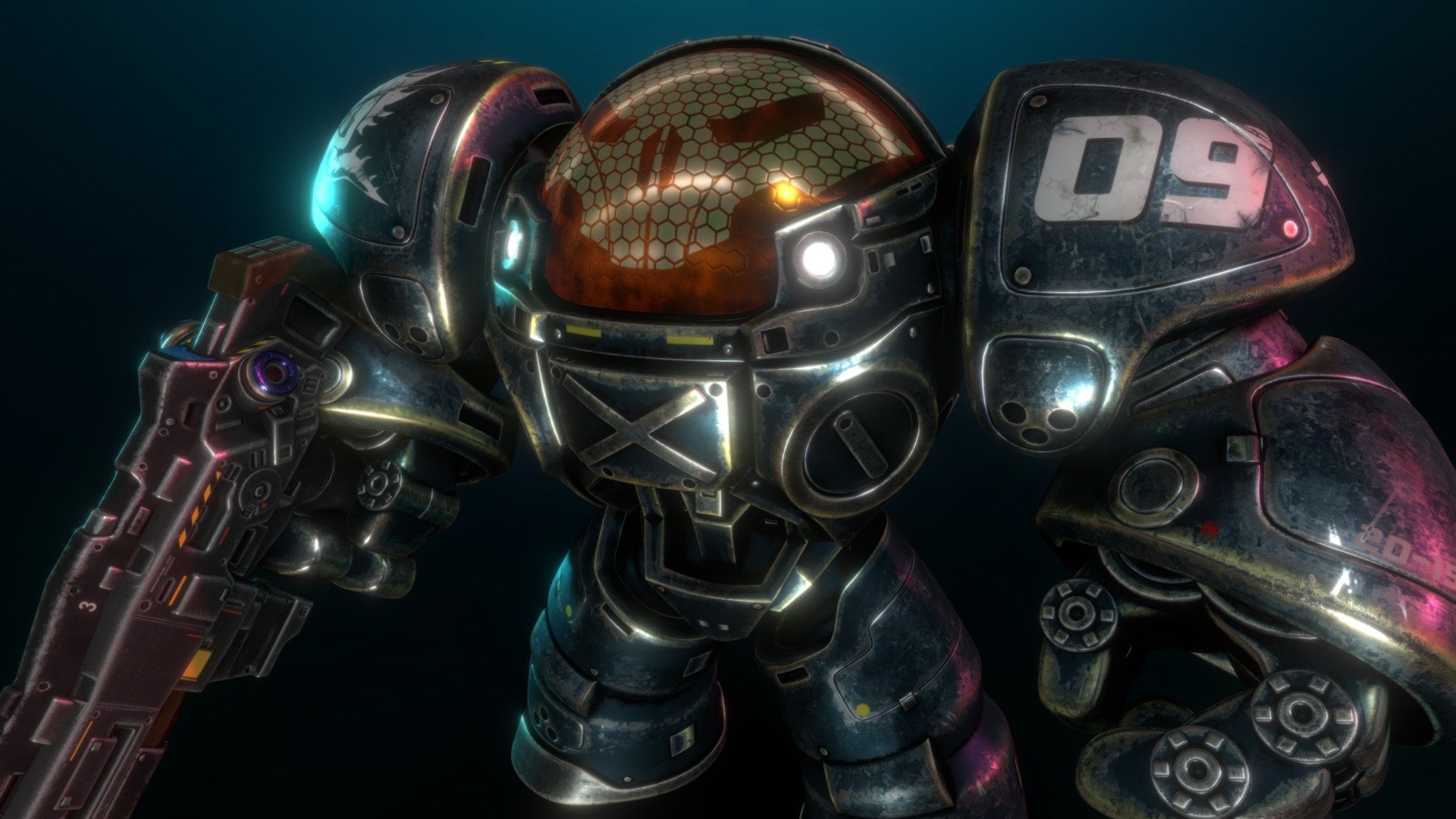Marine StarCraft-2 toon-style caricature